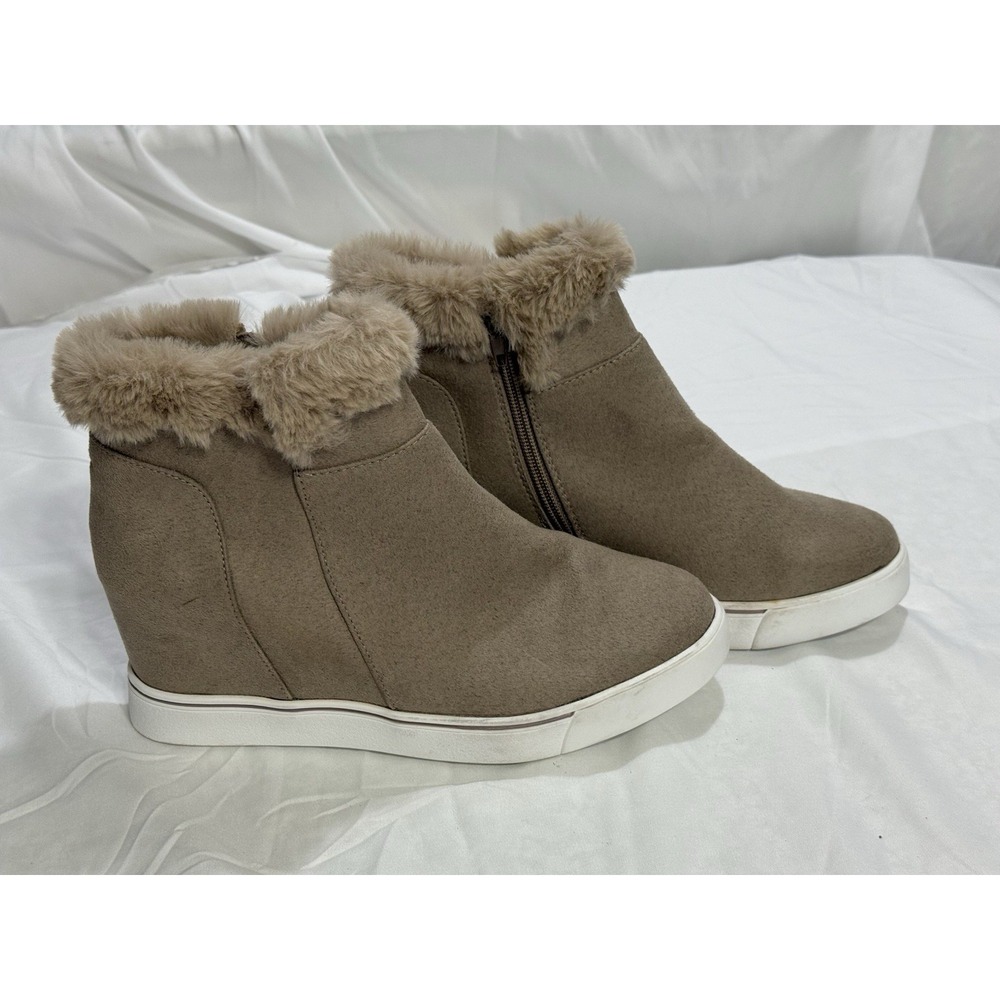 Maurices Platform Sneakers Womens Size 8.5‎ Shoes Leather Faux Fur High Top